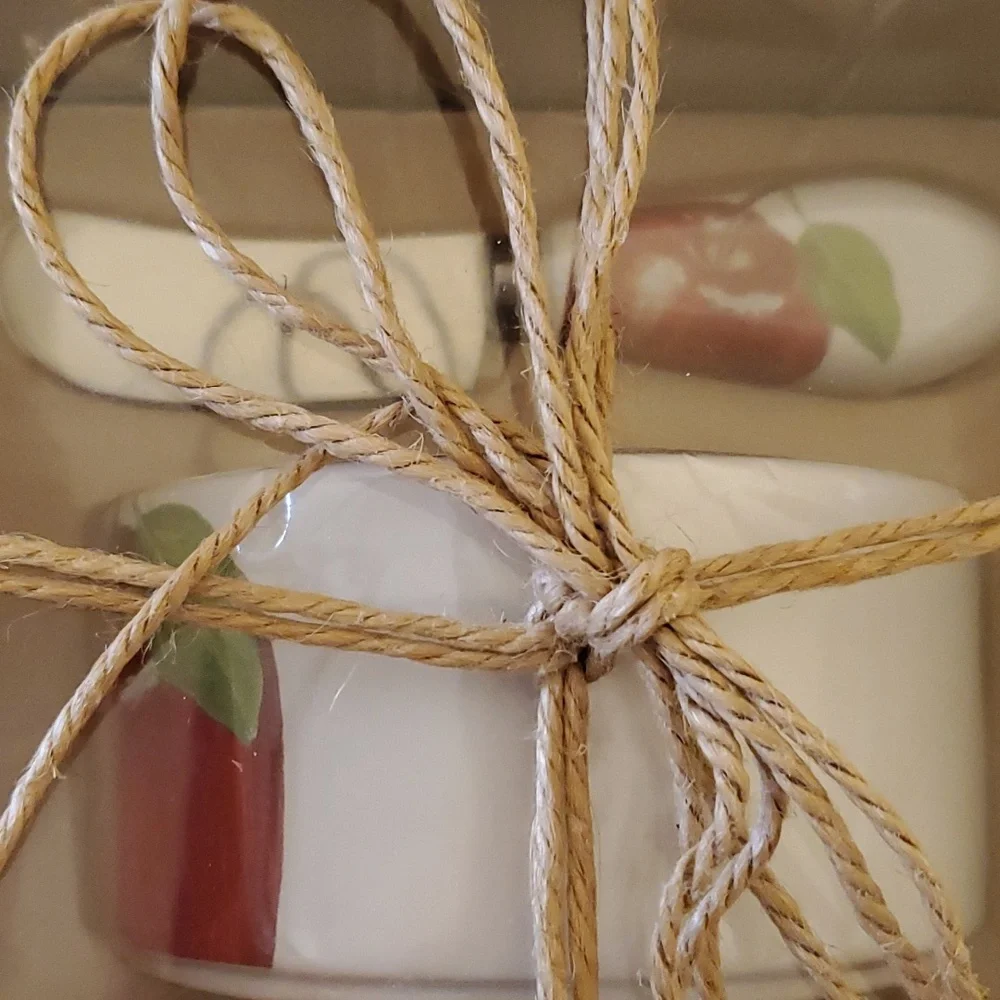 Apple Stoneware Dipping Bowl and Spreader Gift Set